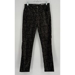 AG For Anthropologie Stevie High Rise Ankle Velvet Pants Paisley Black Size 29R